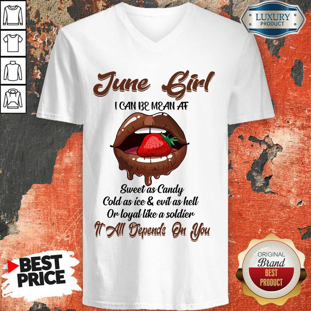 Lips Strawberry June Girl All Depend On You Shirt - Image 5