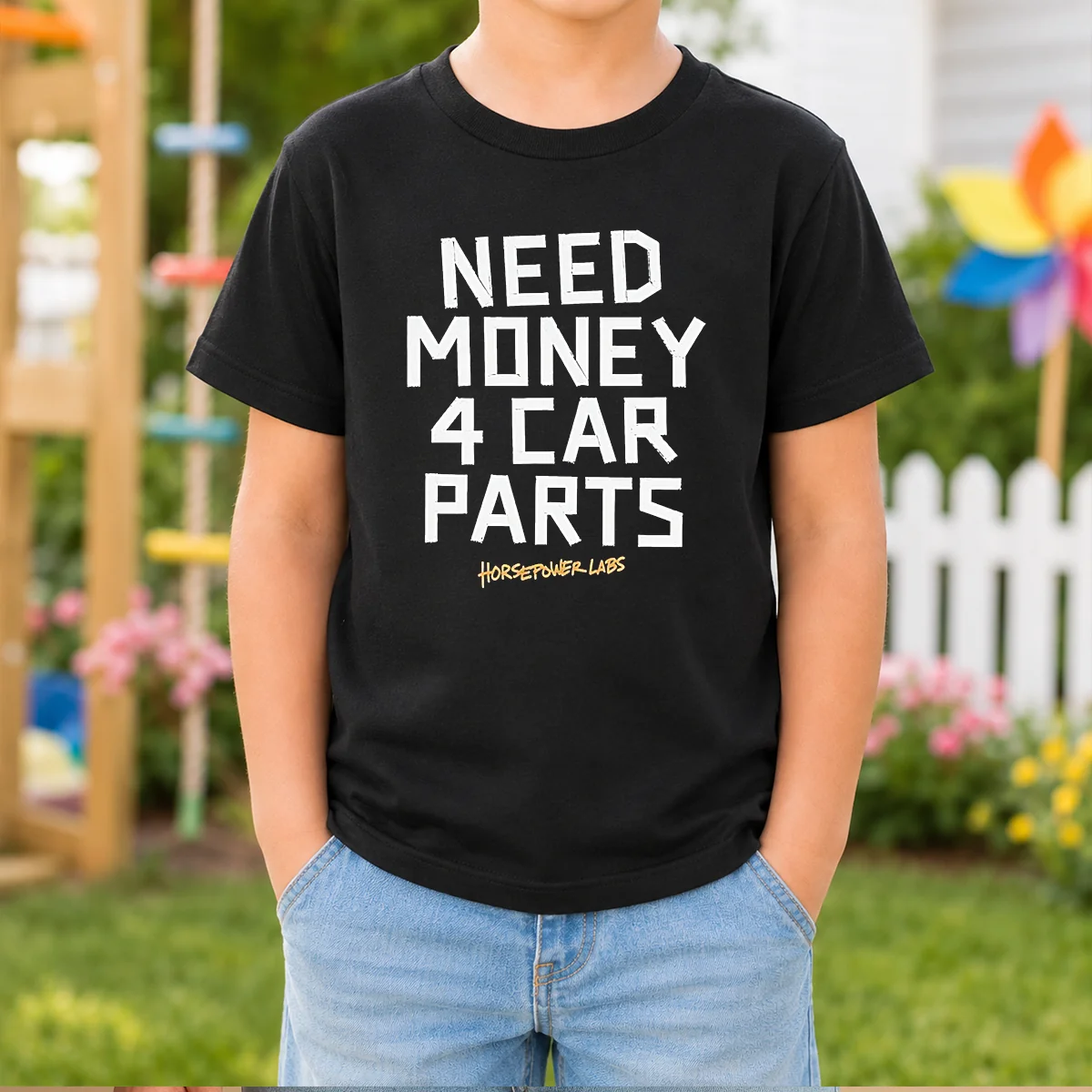 Pretty Need Money 4 Car Parts Horsepower Labs Shirt - Image 8