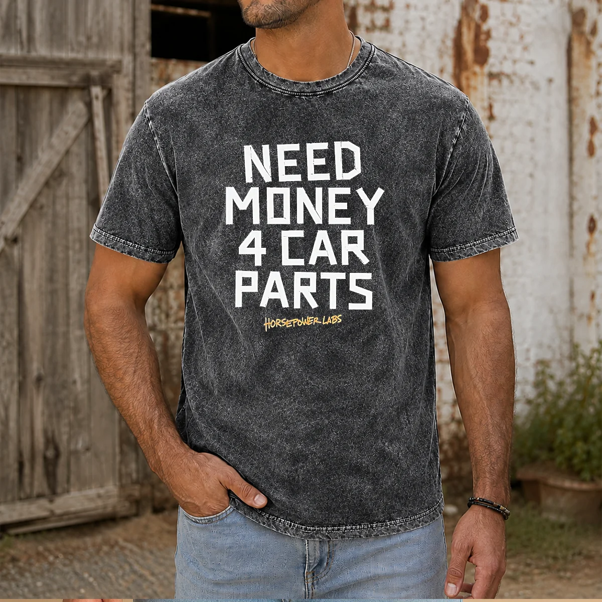 Pretty Need Money 4 Car Parts Horsepower Labs Shirt - Image 7