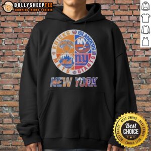 Alternative view of Nice New York Knicks New York Islanders New York Mets New York Giants Mashup Logo T-Shirt