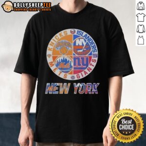 Nice New York Knicks New York Islanders New York Mets New York Giants Mashup Logo T-Shirt