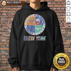 Alternative view of Nice New York Knicks New York Islanders New York Yankees And New York Jets Mashup Logo T-Shirt