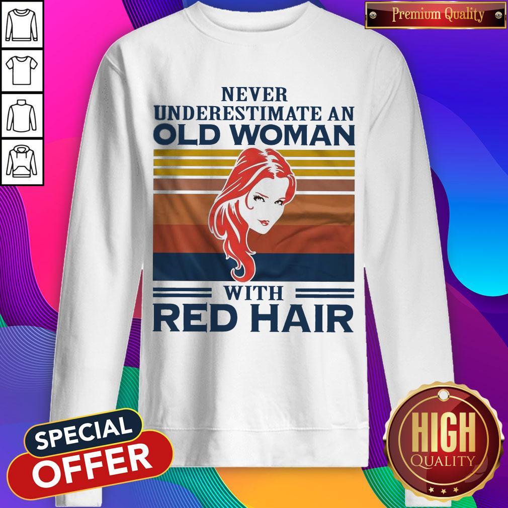 Never Underestimate An Old Woman With Red Hair Vintage Shirt - Image 2
