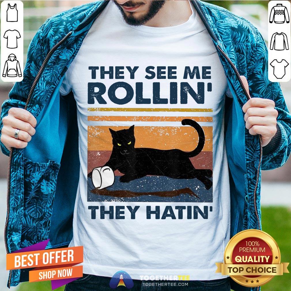 Black Cat They See Me Rollin They Hatin Vintage Shirt