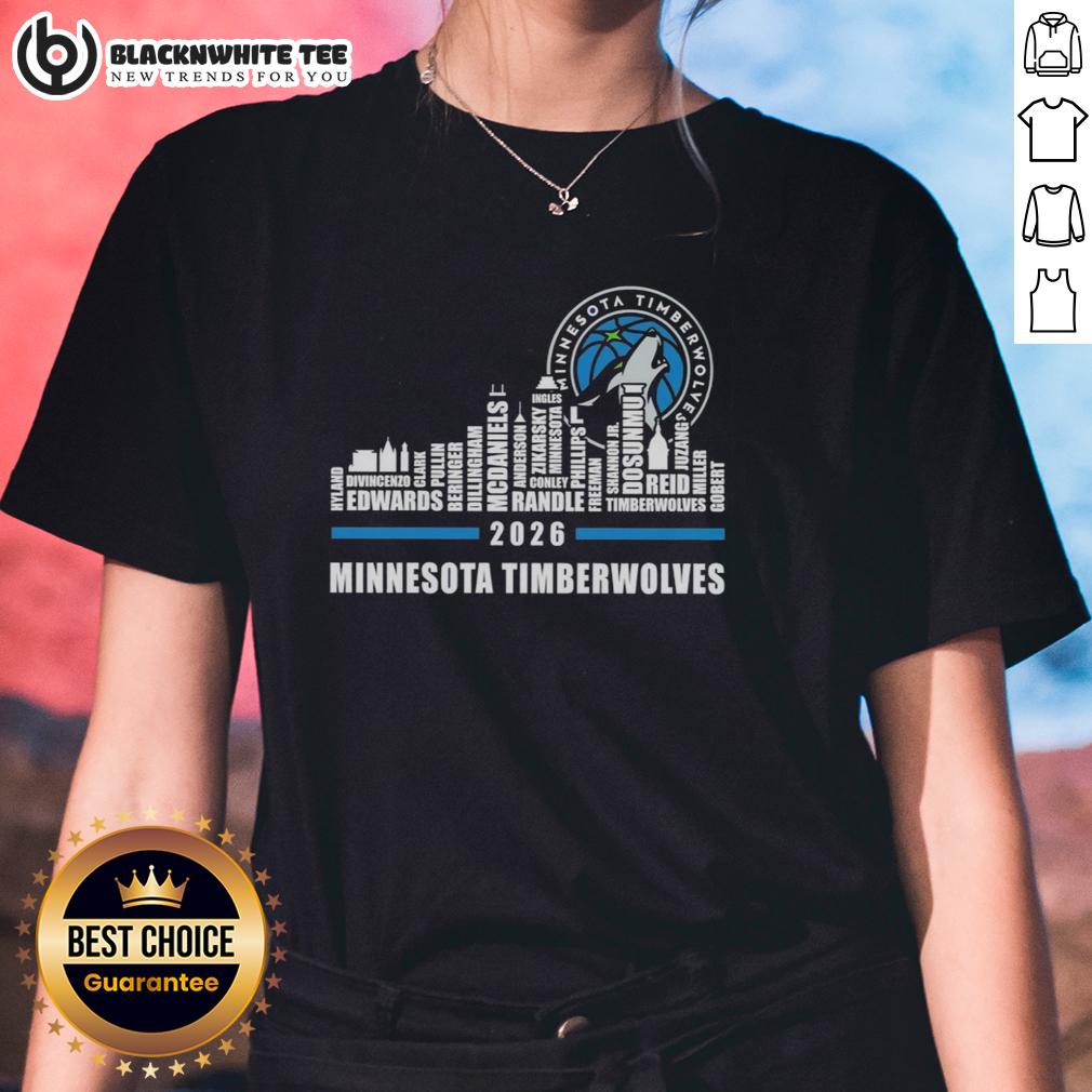 Official Minnesota Timberwolves X Skyline City Players Name 2026 T-Shirt - Image 3