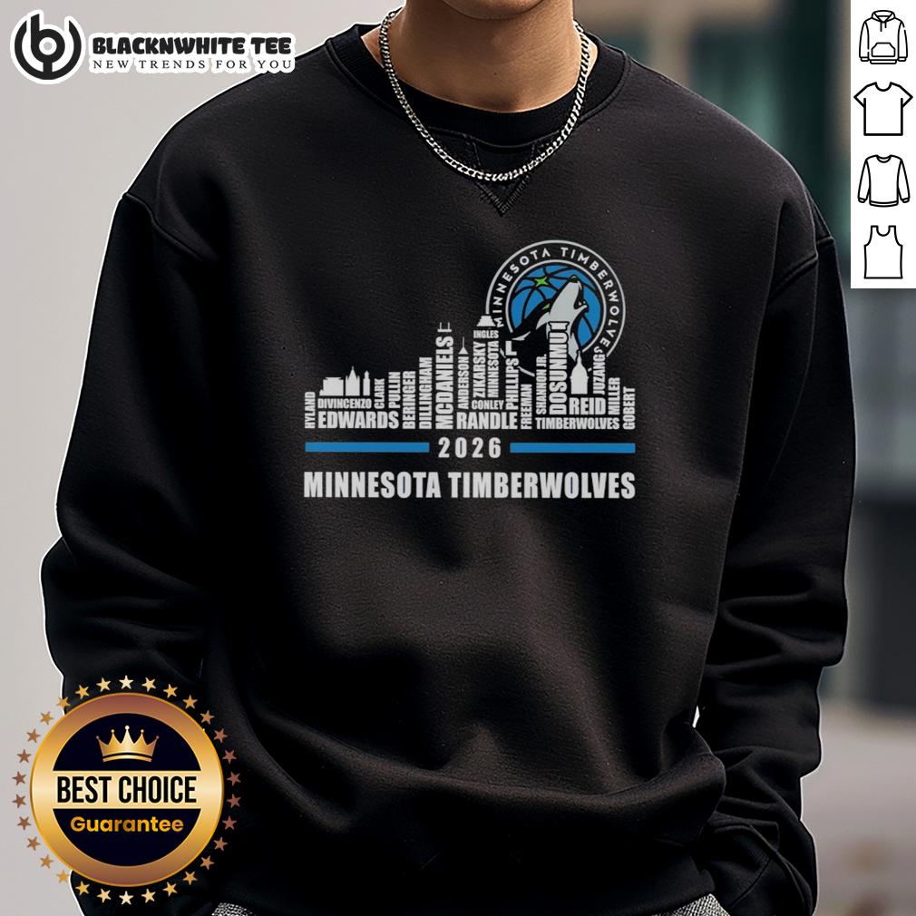 Official Minnesota Timberwolves X Skyline City Players Name 2026 T-Shirt - Image 5