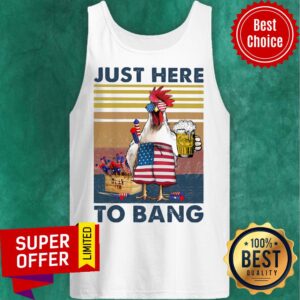 Alternative view of Vintage Just Here To Bang Chicken American Flag Shirt