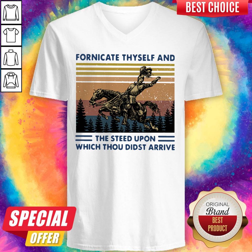Official Fornicate Thyself And The Steed Upon Which Thou Didst Arrive Vintage Shirt - Image 3