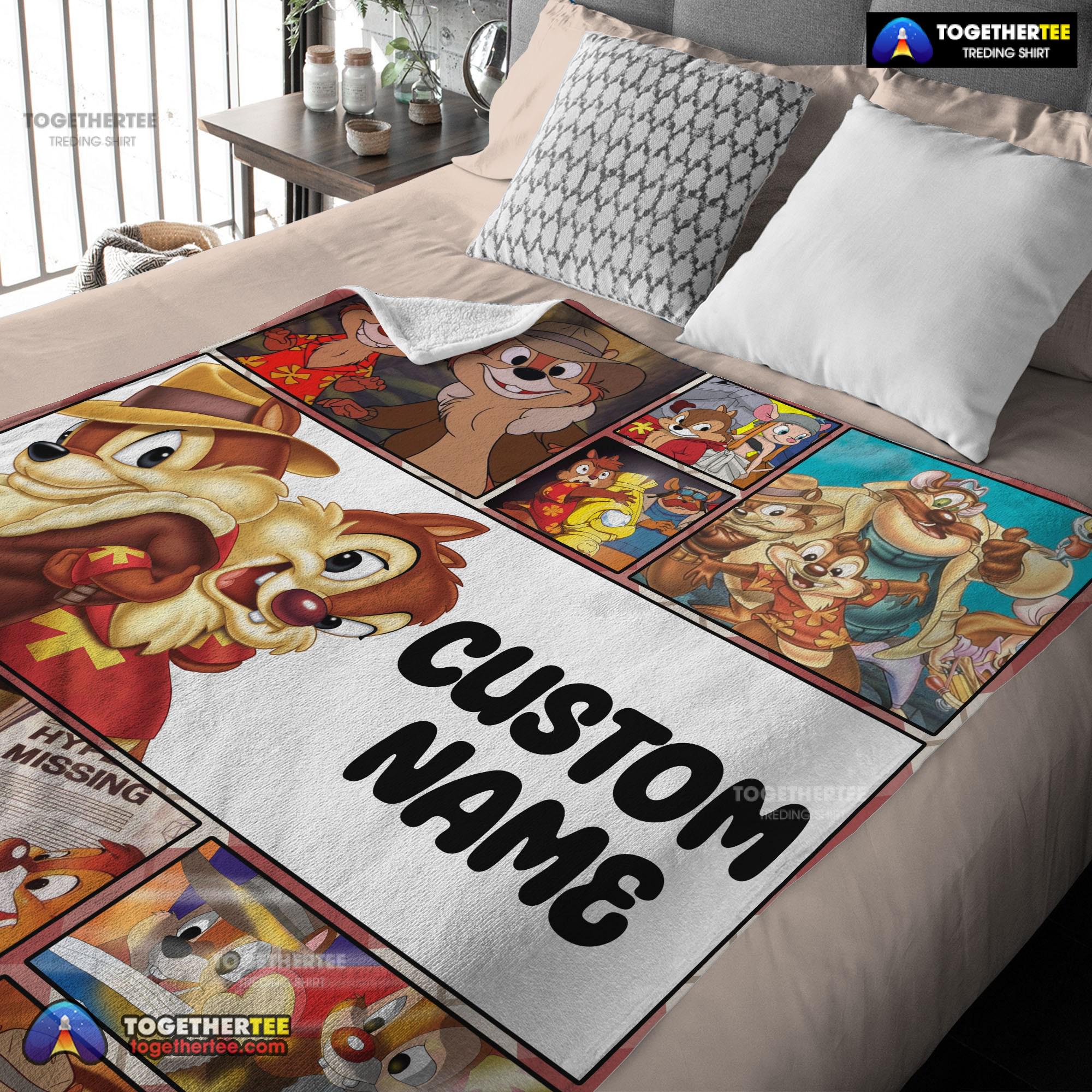 Official Disney Cartoon Chip And Dale Family Cute Blanket Fleece Customized Blanket - Image 3