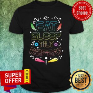 Eat Sleep Tilt Repeat Retro Pinball Wizard Champion Arcade Games Pinball Shirt