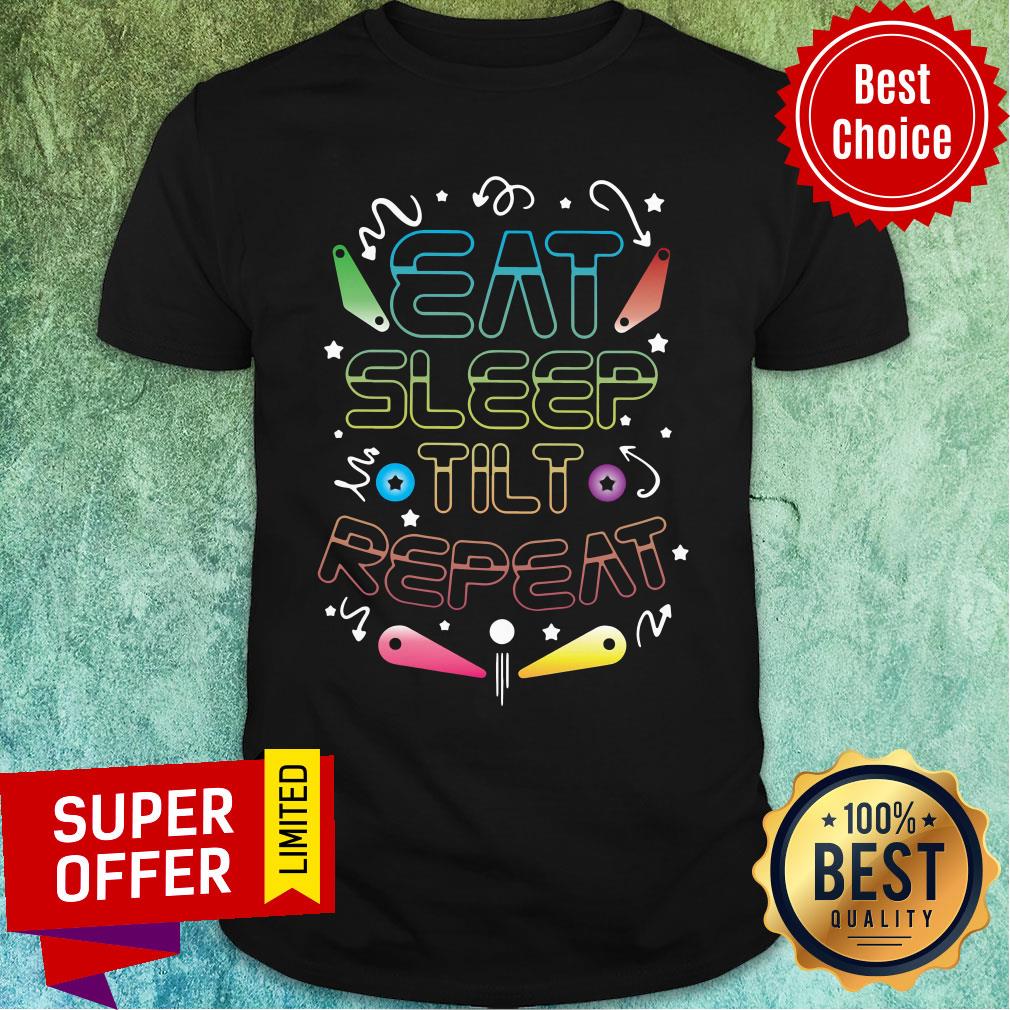 Eat Sleep Tilt Repeat Retro Pinball Wizard Champion Arcade Games Pinball Shirt
