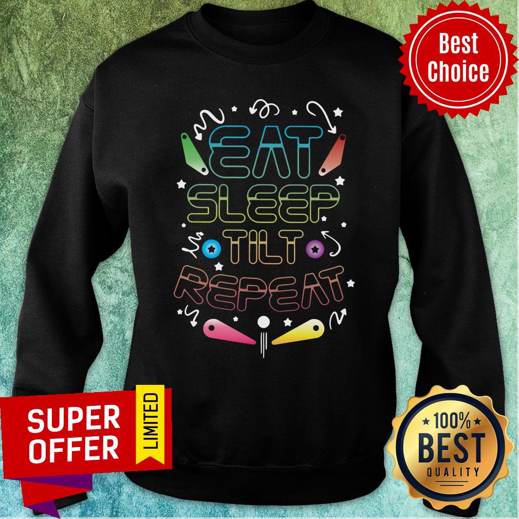 Eat Sleep Tilt Repeat Retro Pinball Wizard Champion Arcade Games Pinball Shirt - Image 4