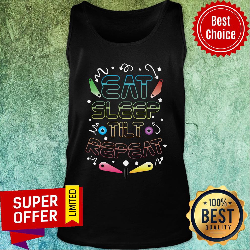 Eat Sleep Tilt Repeat Retro Pinball Wizard Champion Arcade Games Pinball Shirt - Image 3