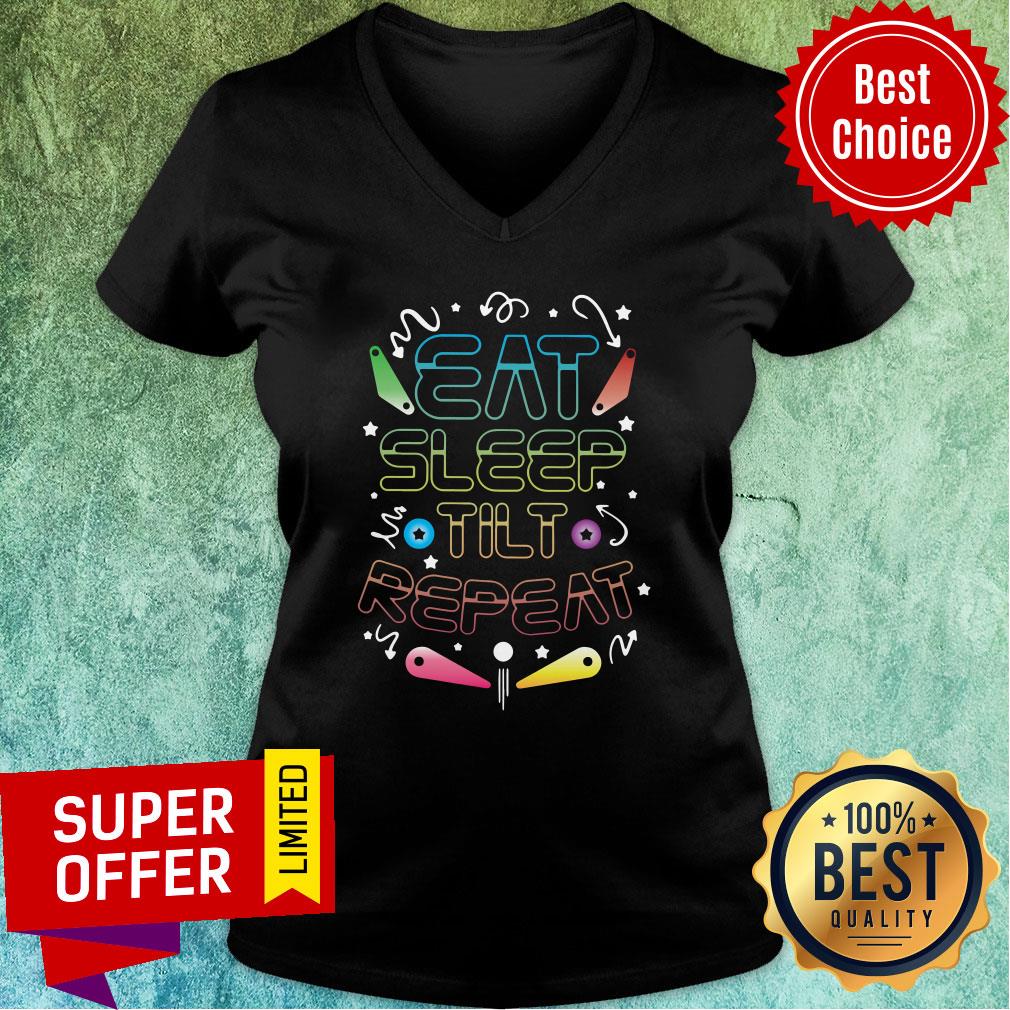 Eat Sleep Tilt Repeat Retro Pinball Wizard Champion Arcade Games Pinball Shirt - Image 2