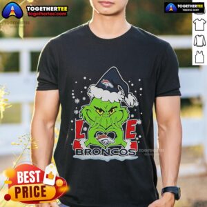 Official The Grinch Love 2024 Denver Broncos Football Christmas T-Shirt