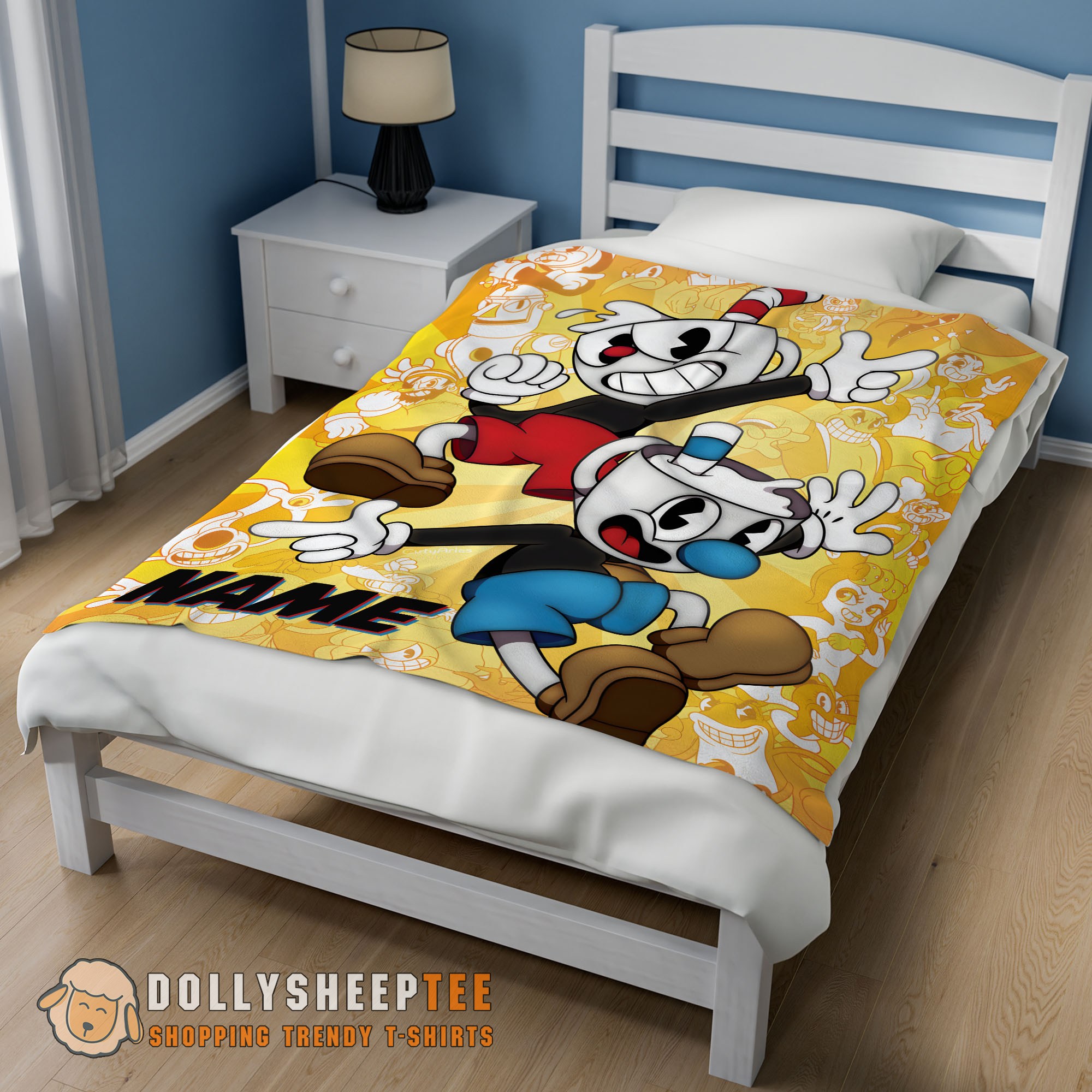 Pretty Hot Cuphead And Mugman Crazy Cup Blanket Fleece Customized Blanket