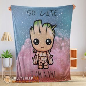 Awesome Perfect Marvel SuperHero Baby Groot And Friends Birthday Cute Blanket Fleece Customized Blanket