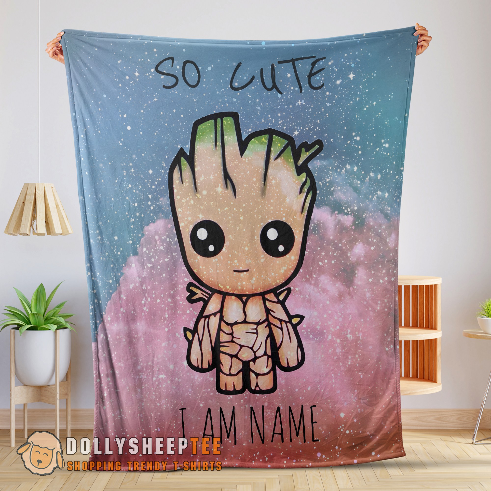 Awesome Perfect Marvel SuperHero Baby Groot And Friends Birthday Cute Blanket Fleece Customized Blanket
