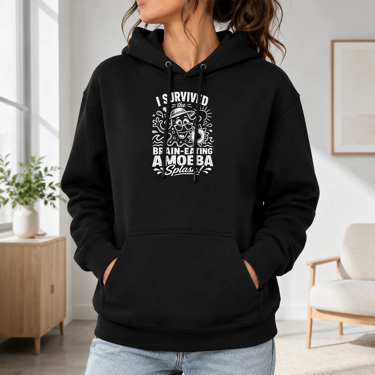 Pretty Brain Eating Amoeba Splash Humor Line Art Shirt - Image 7