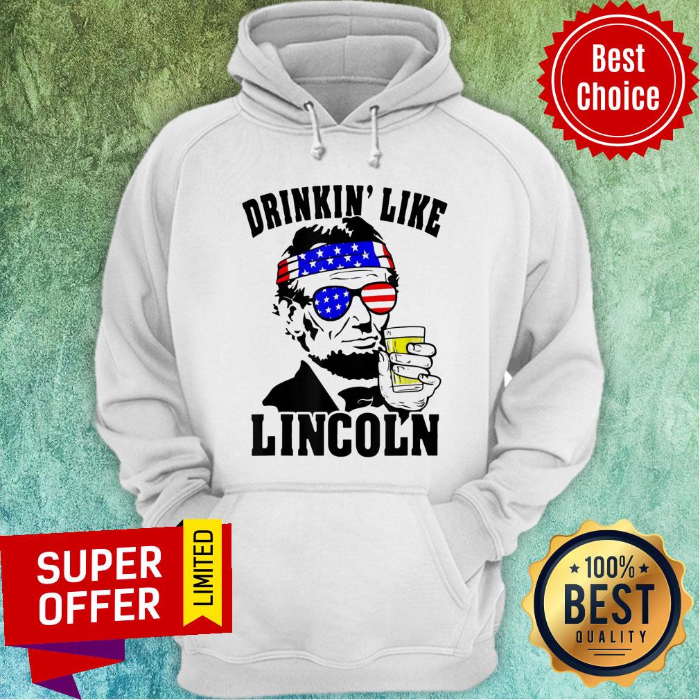 For Drinking Like Lincoln Abraham 4th Of July USA Flag Shirt - Image 2