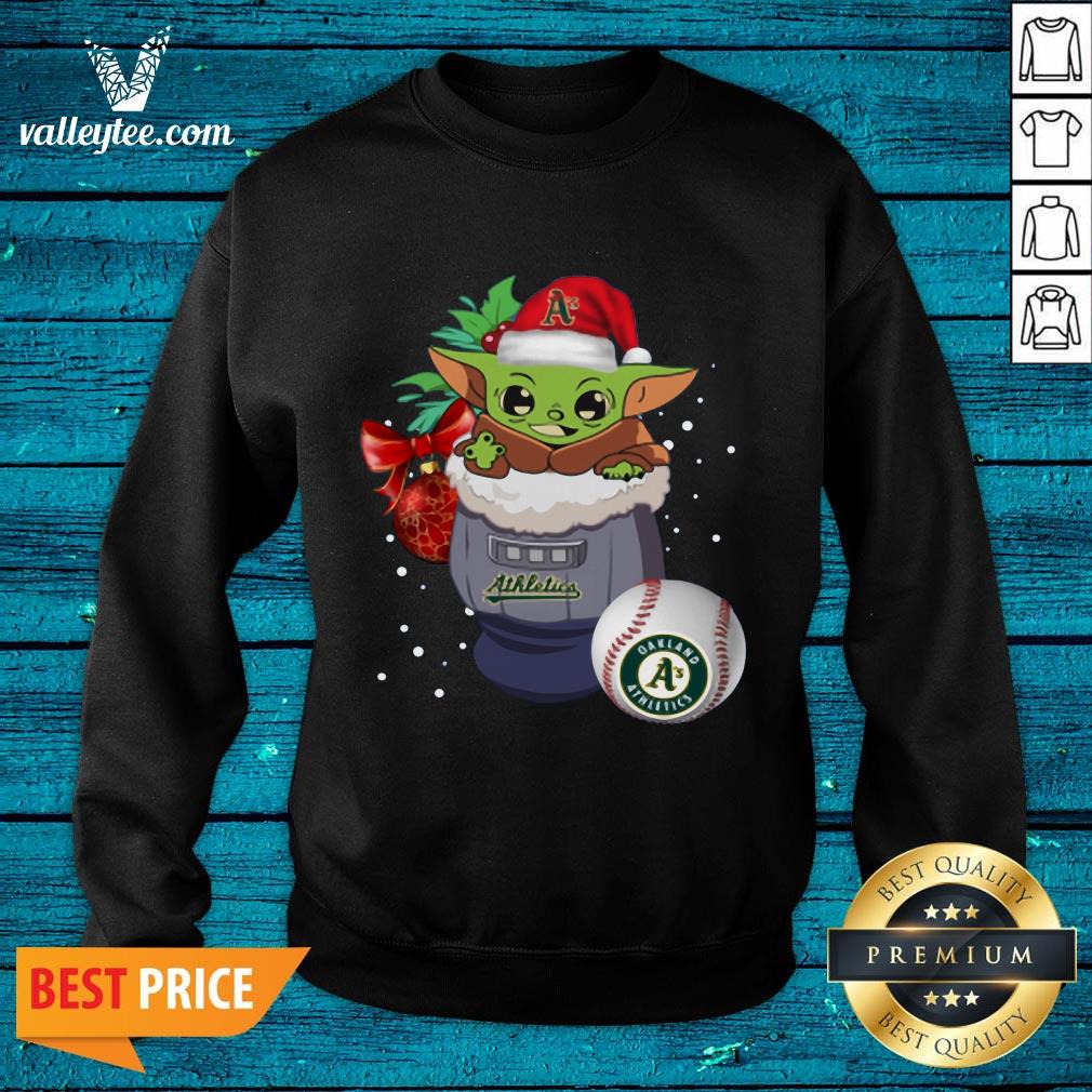 Nice Oakland Athletics Christmas Baby Yoda Star Wars Funny Happy MLB Shirt - Image 5