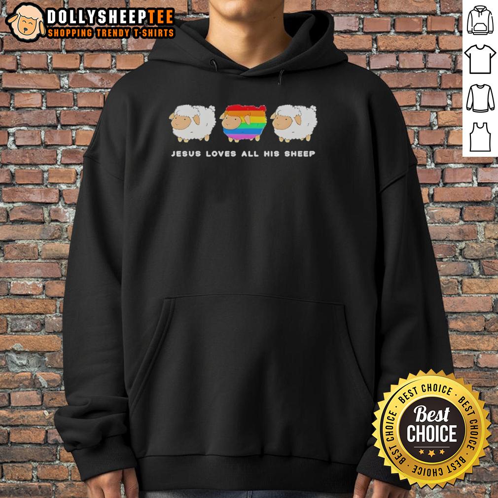 Nice Jesus Loves All His Sheep Rainbow T-Shirt - Image 2