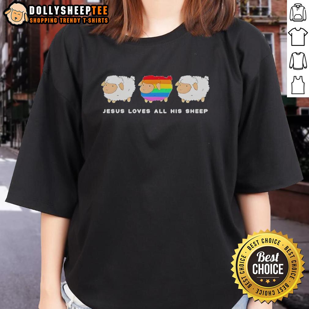Nice Jesus Loves All His Sheep Rainbow T-Shirt - Image 3