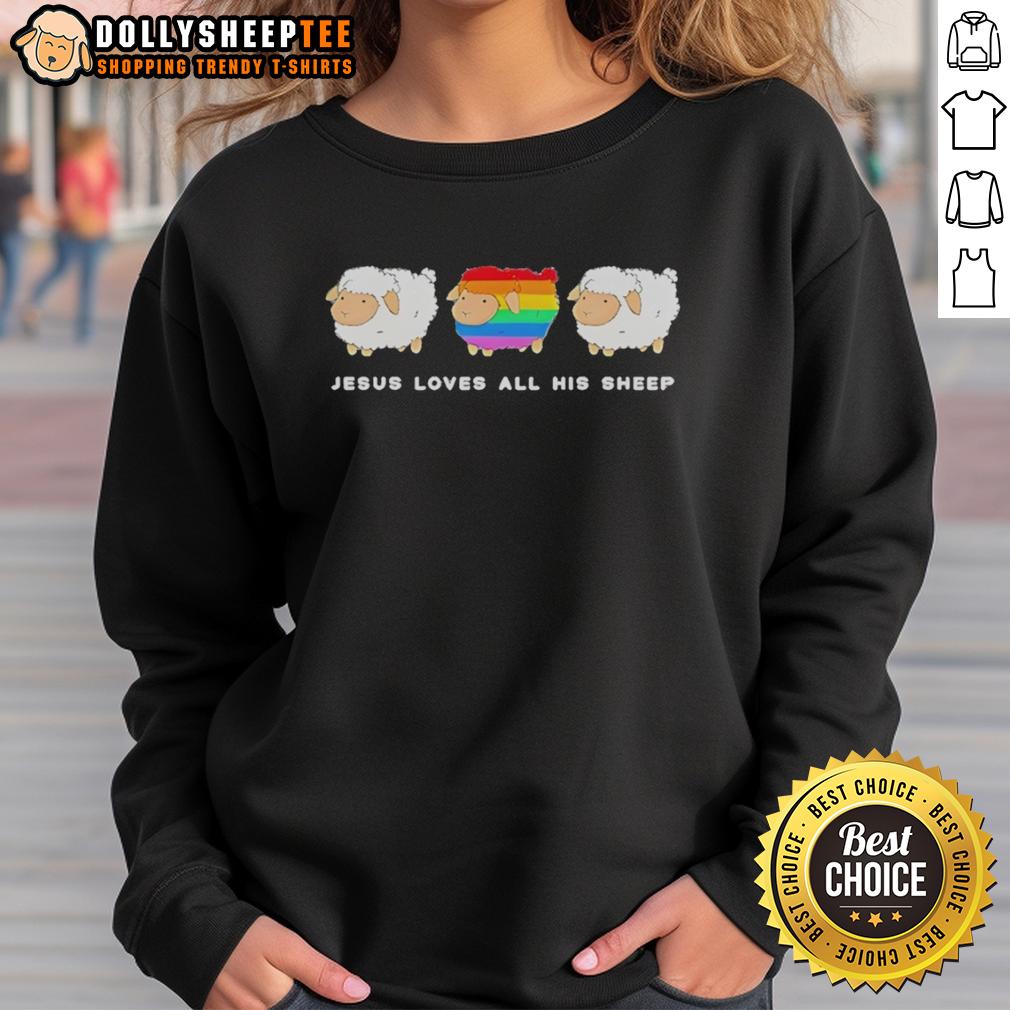 Nice Jesus Loves All His Sheep Rainbow T-Shirt - Image 5