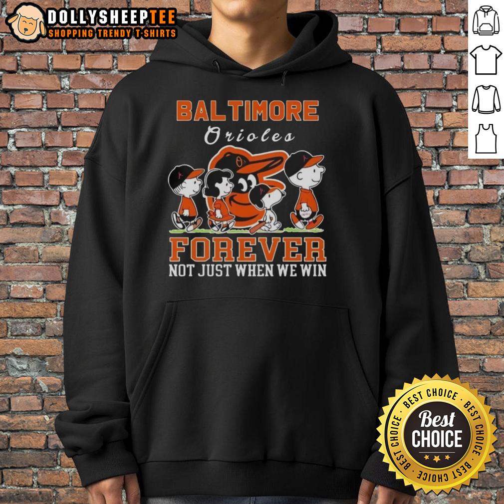 Premium Snoopy And Charlie Brown Baltimore Orioles Baseball Forever Not Just When We Win T-Shirt - Image 2