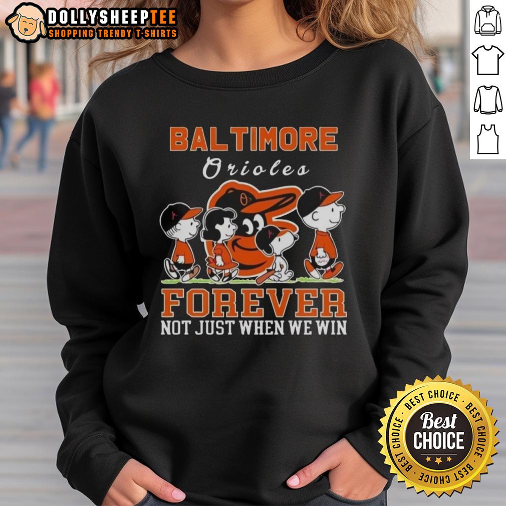 Premium Snoopy And Charlie Brown Baltimore Orioles Baseball Forever Not Just When We Win T-Shirt - Image 5