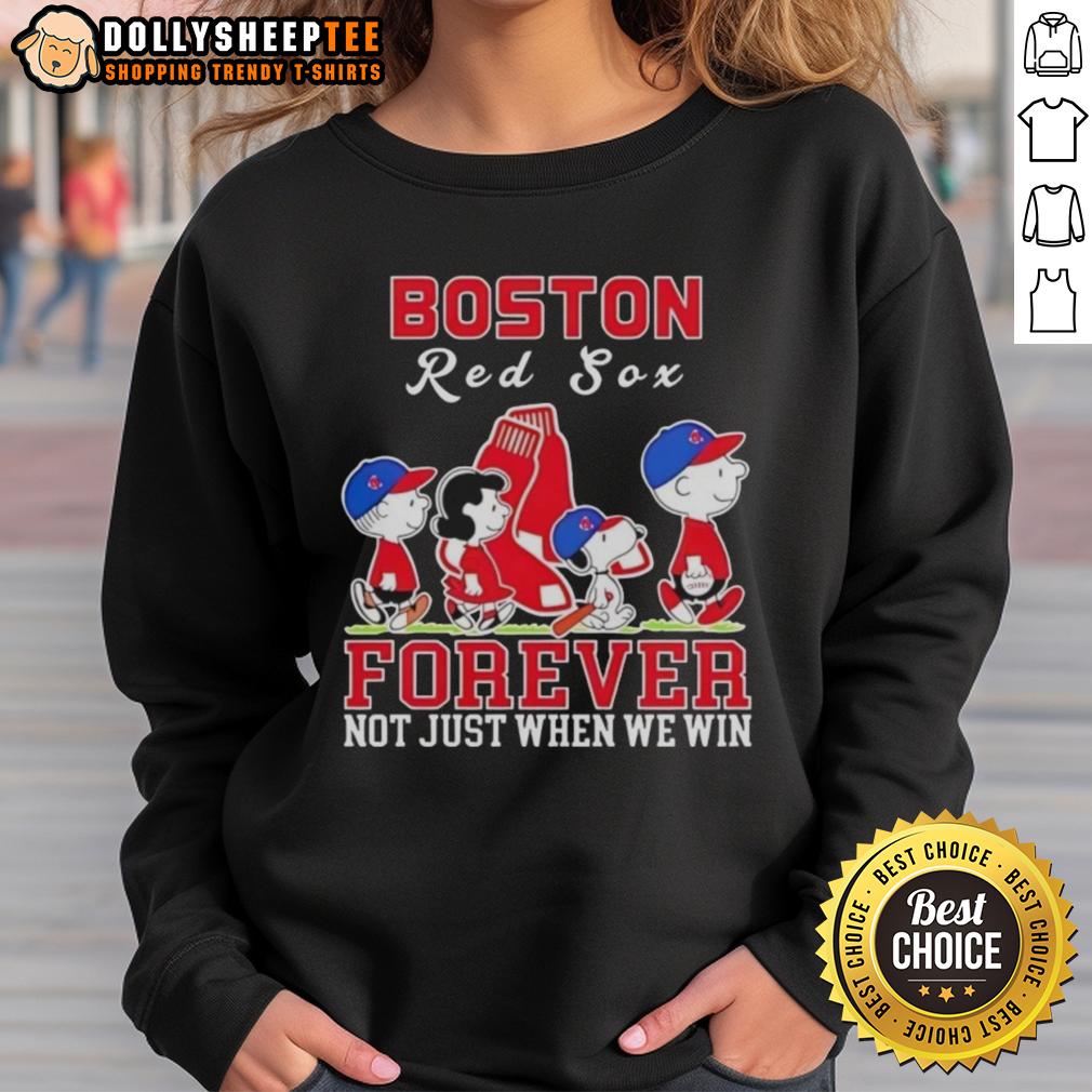 Premium Snoopy And Charlie Brown Boston Red Sox Baseball Forever Not Just When We Win T-Shirt - Image 5