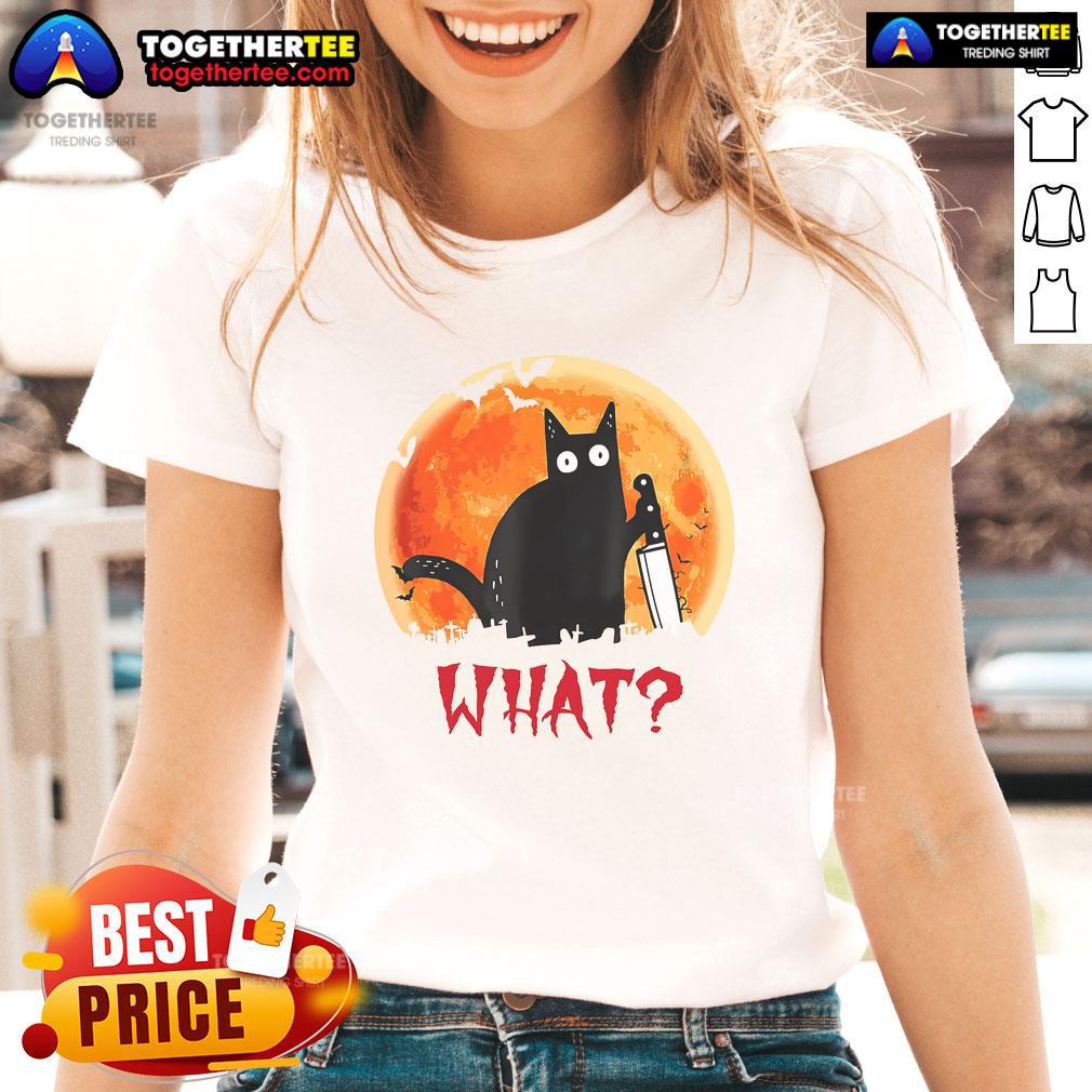 Official Cat What Funny T-Shirt - Image 3
