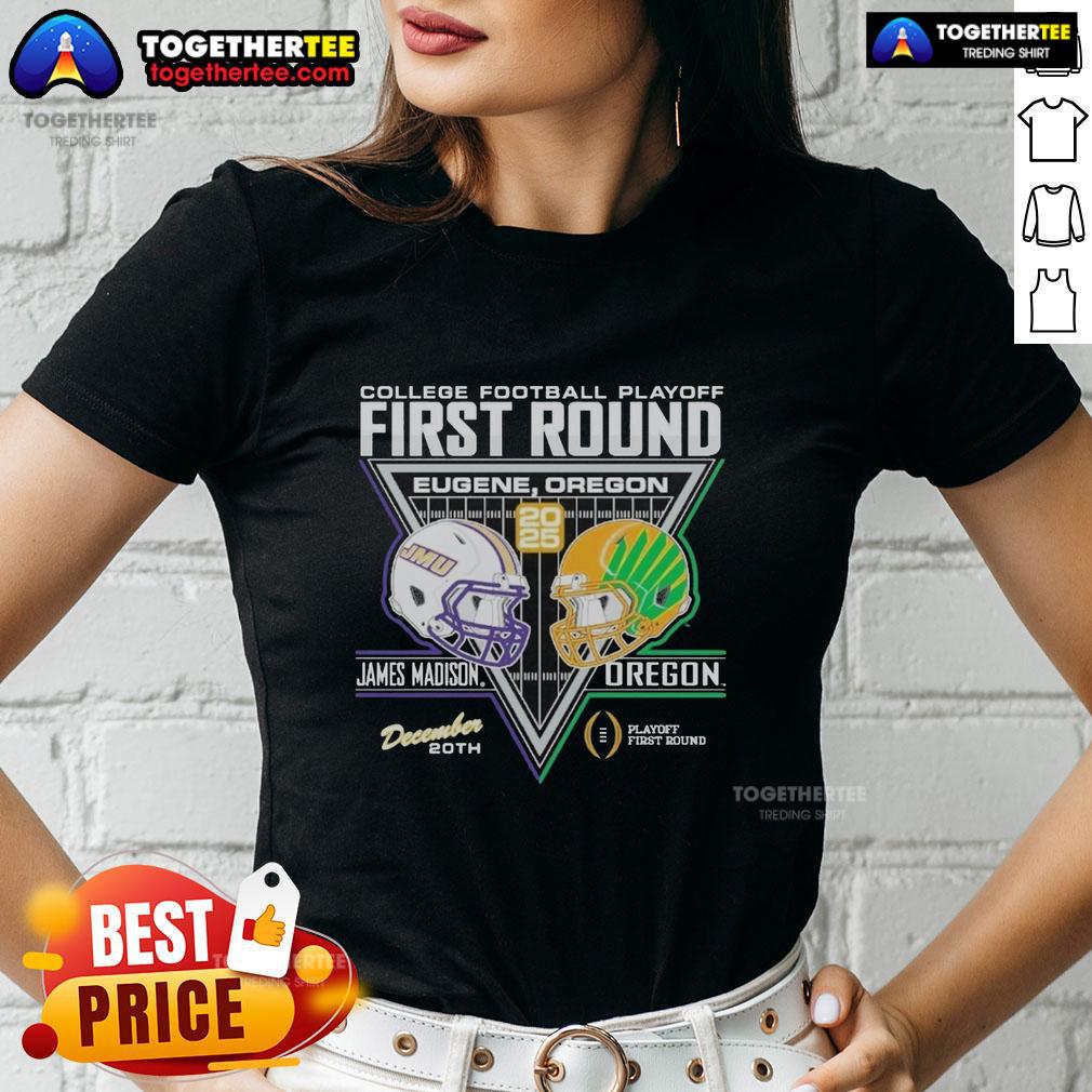 Good James Madison Dukes Vs Oregon Ducks 2025 College Football Playoffs 1st Round Match-Up T-Shirt - Image 3