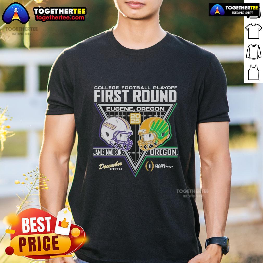 Good James Madison Dukes Vs Oregon Ducks 2025 College Football Playoffs 1st Round Match-Up T-Shirt