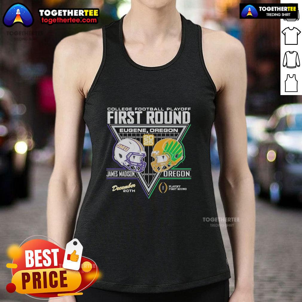 Good James Madison Dukes Vs Oregon Ducks 2025 College Football Playoffs 1st Round Match-Up T-Shirt - Image 4