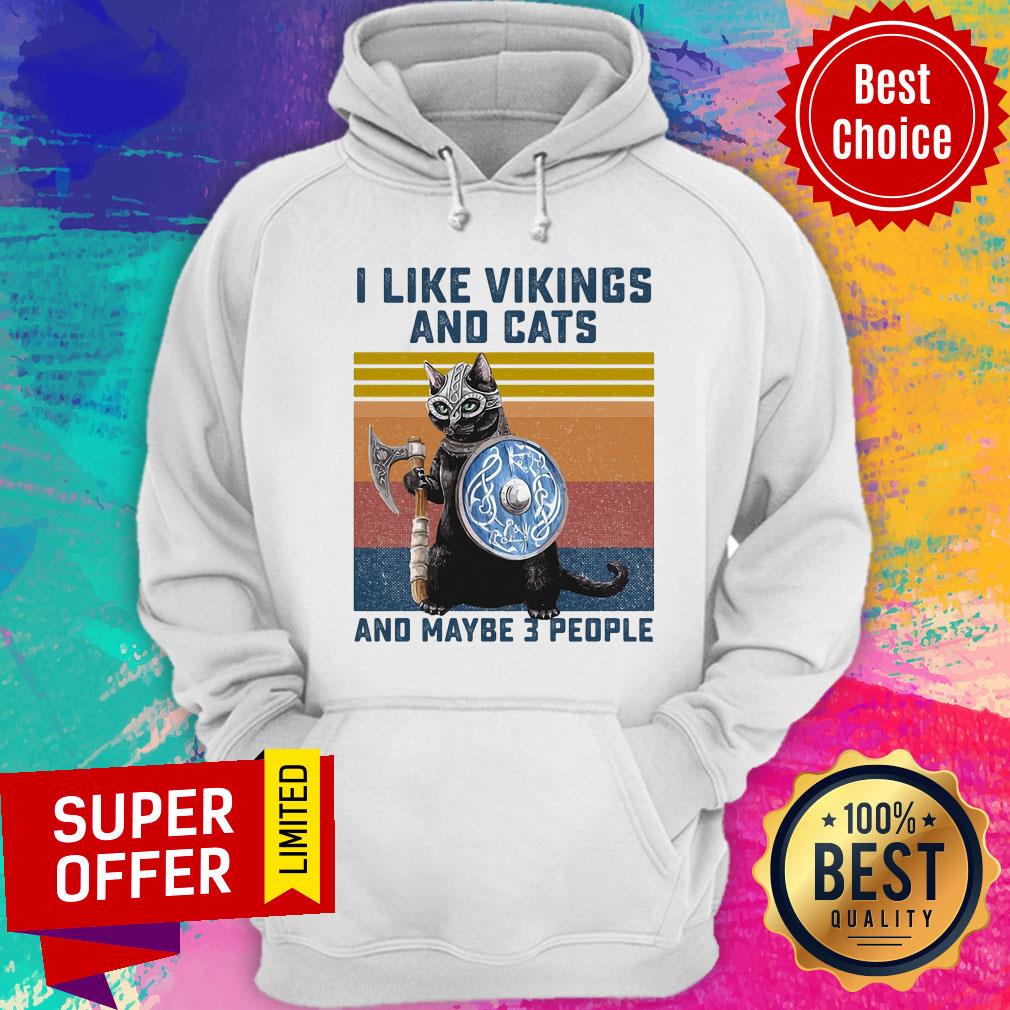 Vintage I Like Vikings And Cat Maybe 3 People Shirt - Image 2