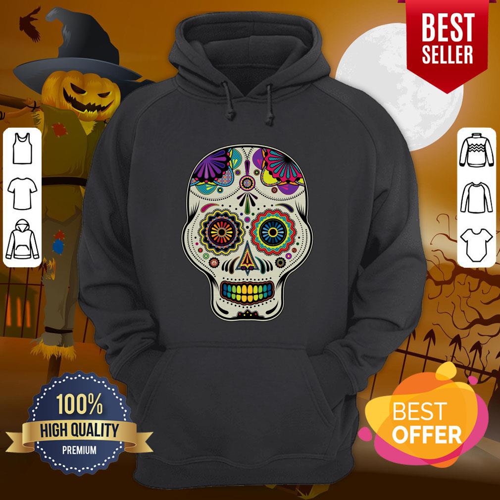 Blue Day Of The Dead Dia De Muertos Sugar Skull Shirt - Image 5