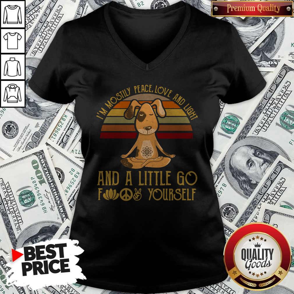 Dog Yoga I’m Mostly Peace Love And Light Vintage Shirt - Image 3