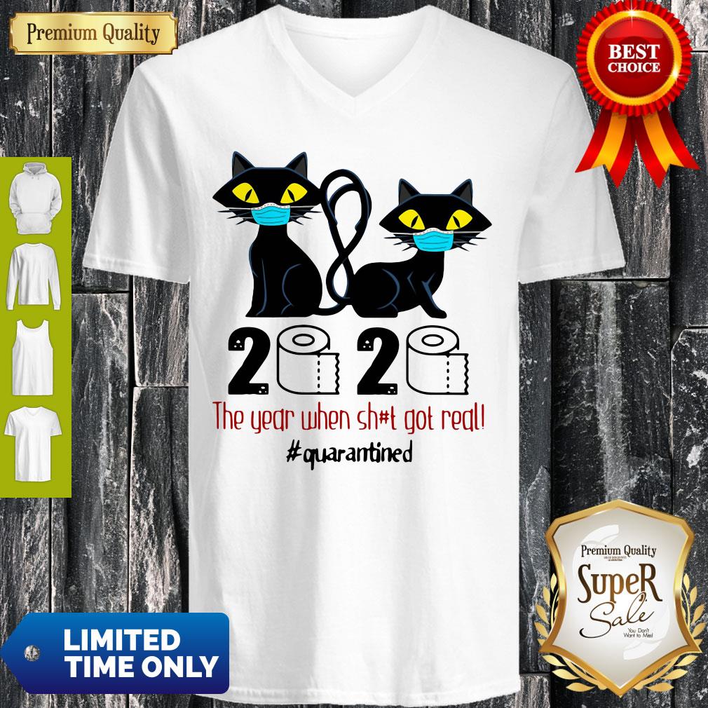 Black Cat 2020 The Year When Shit Got Real Quarantined Shirt - Image 4