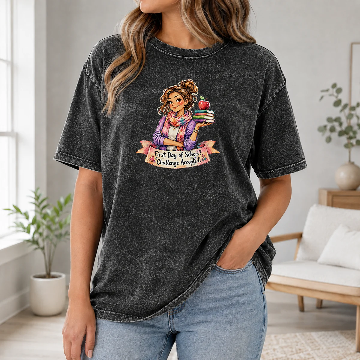 Hot Premium Back To School Funny Teacher Girls Watercolor Graphic Shirt - Image 8