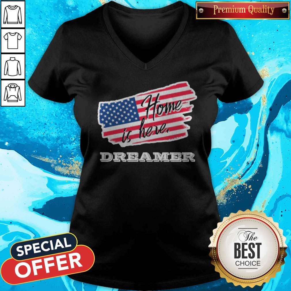 Home Is Here Dreamer American Flag Shirt - Image 4
