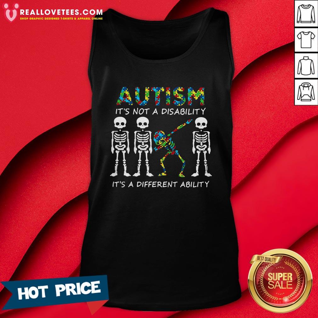 Pro Dabbing Skeletons Autism It’s Not A Disability It’s A Different Ability Shirt - Image 2