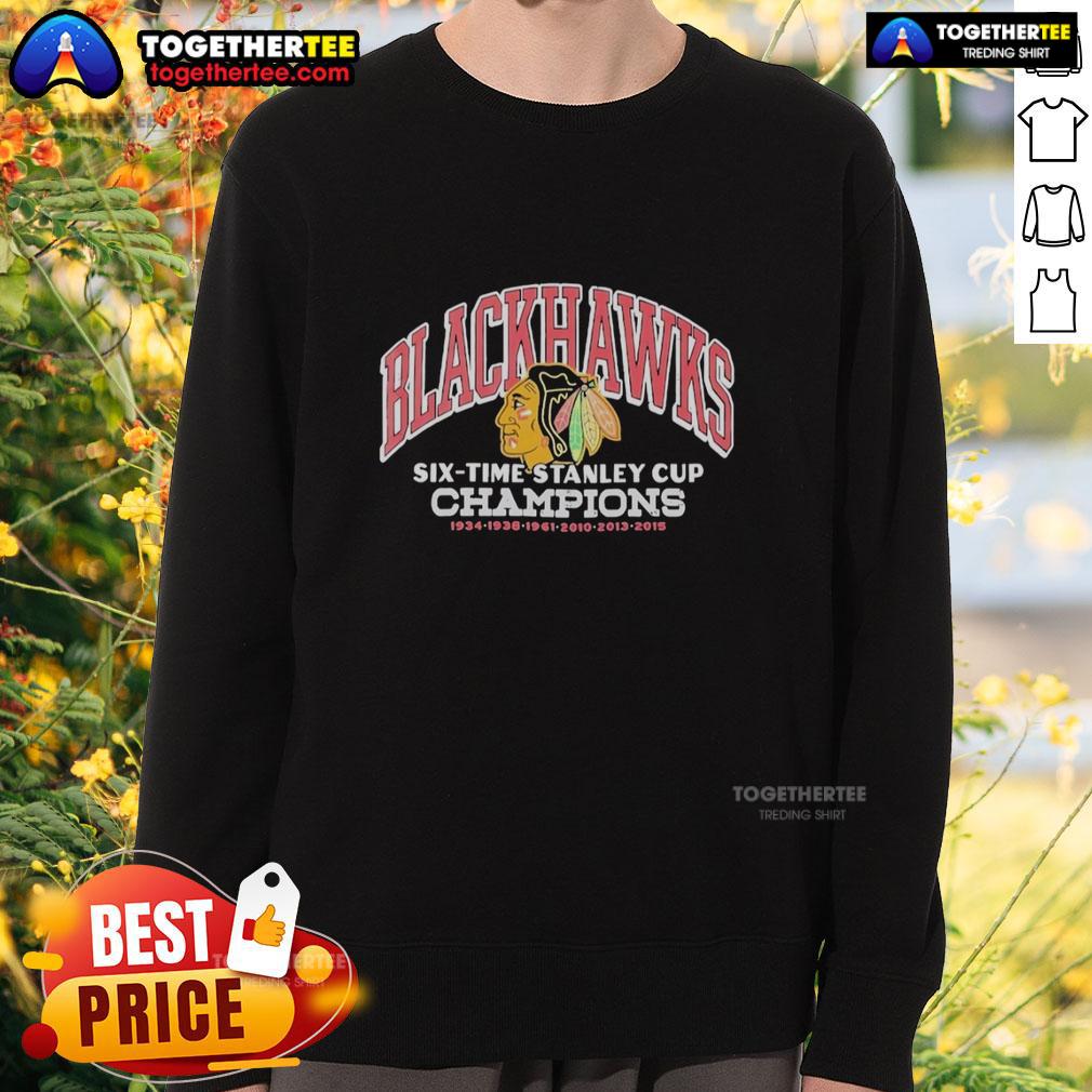 Awesome Chicago Blackhawks Six Time Stanley Cup Champions 2015 T-Shirt - Image 5