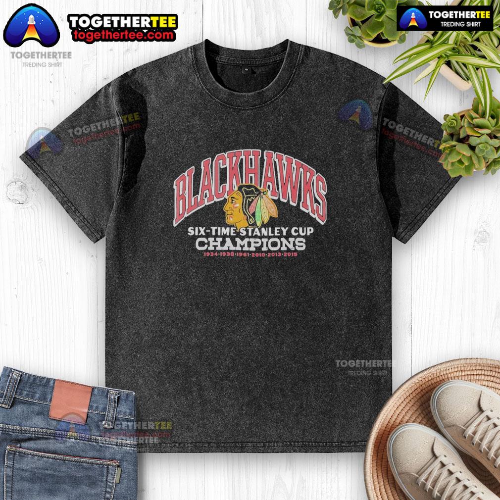 Awesome Chicago Blackhawks Six Time Stanley Cup Champions 2015 T-Shirt - Image 6