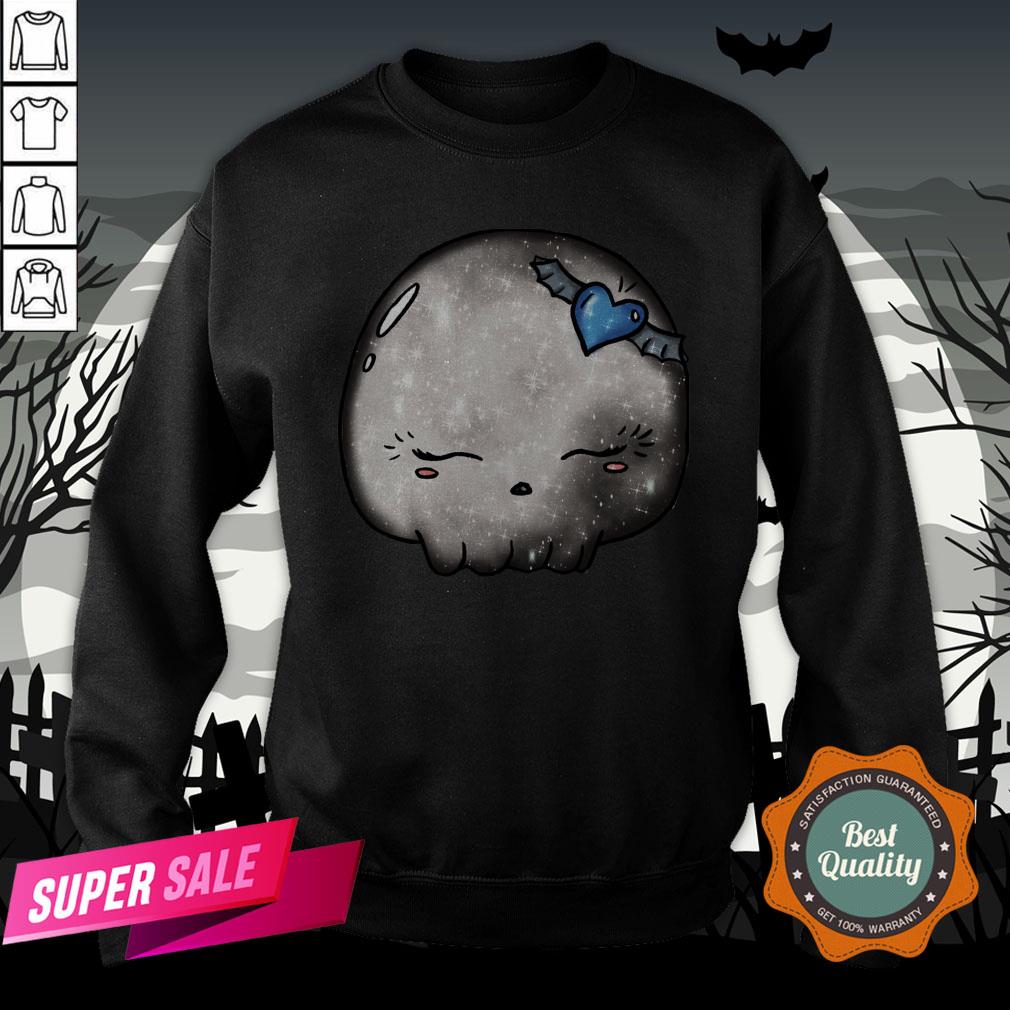 Halloween Silver Moon Skull Kawaii Cute Sugar Skull Shirt - Image 4