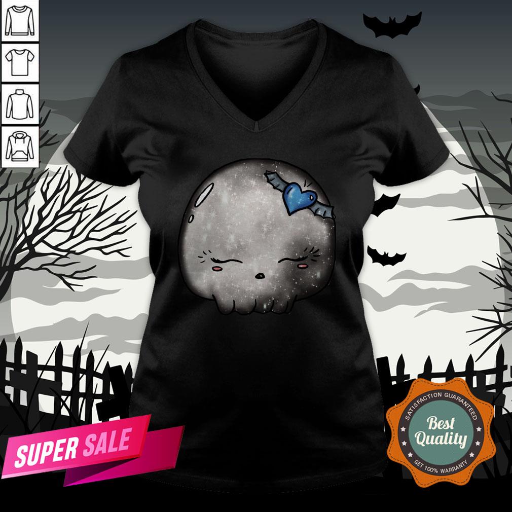 Halloween Silver Moon Skull Kawaii Cute Sugar Skull Shirt - Image 2