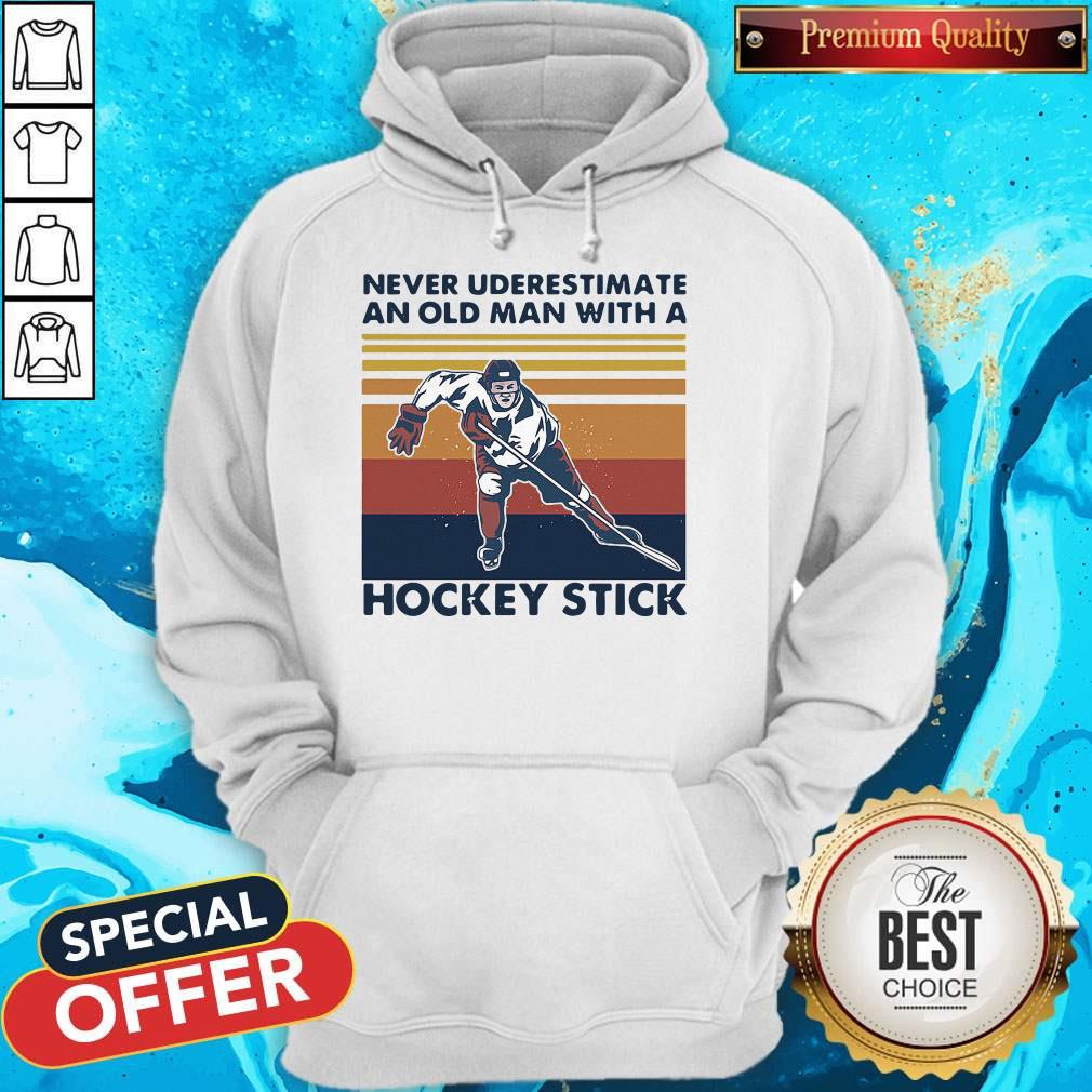 Never Underestimate An Old Man With A Hockey Stick Vintage Retro Shirt - Image 5