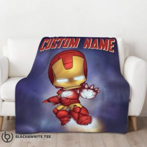 Alternative view of Official Premium Superhero Marvel Avenger Chibi Iron Man Blanket Fleece Customized Blanket