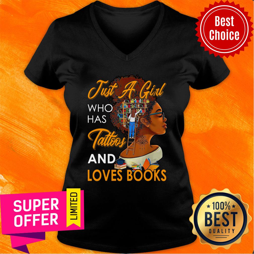 Just A Girl Who Has Tattoos And Love Book Shirt - Image 3