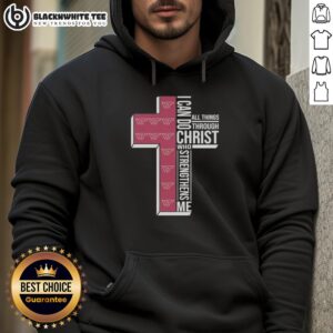 Alternative view of Happy I Can Do All Things Through Christ Who Strengthens Me Virginia Tech Football Cross T-Shirt